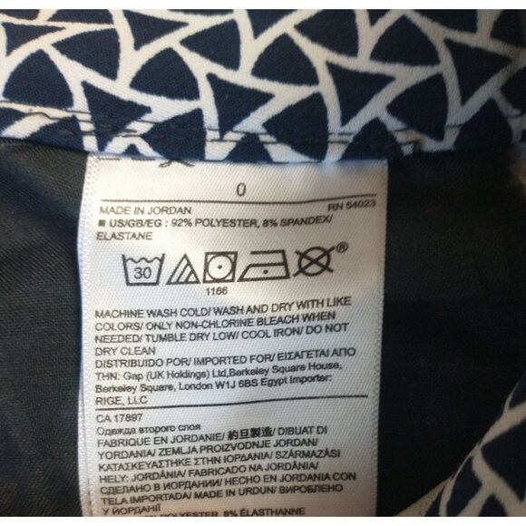 Banana Republic High Rise Side Zip Navy and White Geo Print Shorts Size 0 - Picture 9 of 9